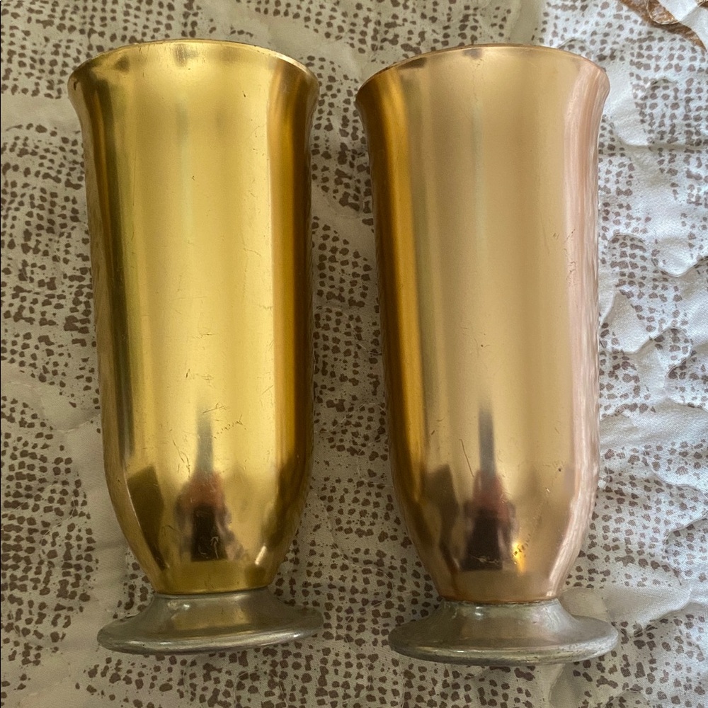 Gold and Copper vintage Metal Vases